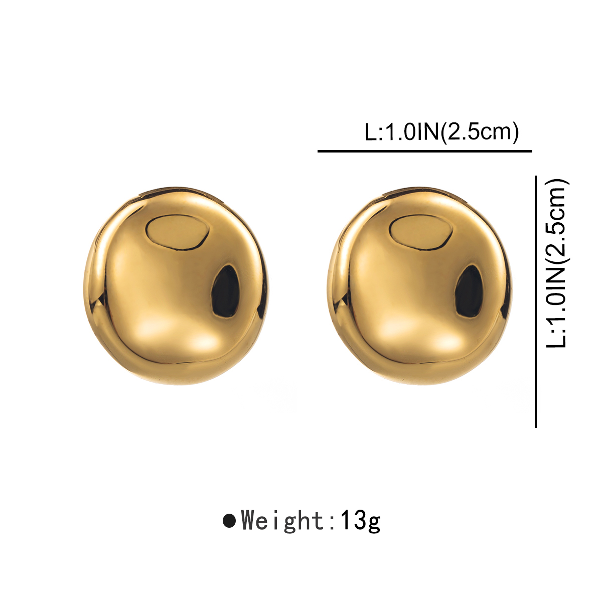 1 Pair Simple Style Round Solid Color Stainless Steel Ear Studs display picture 1