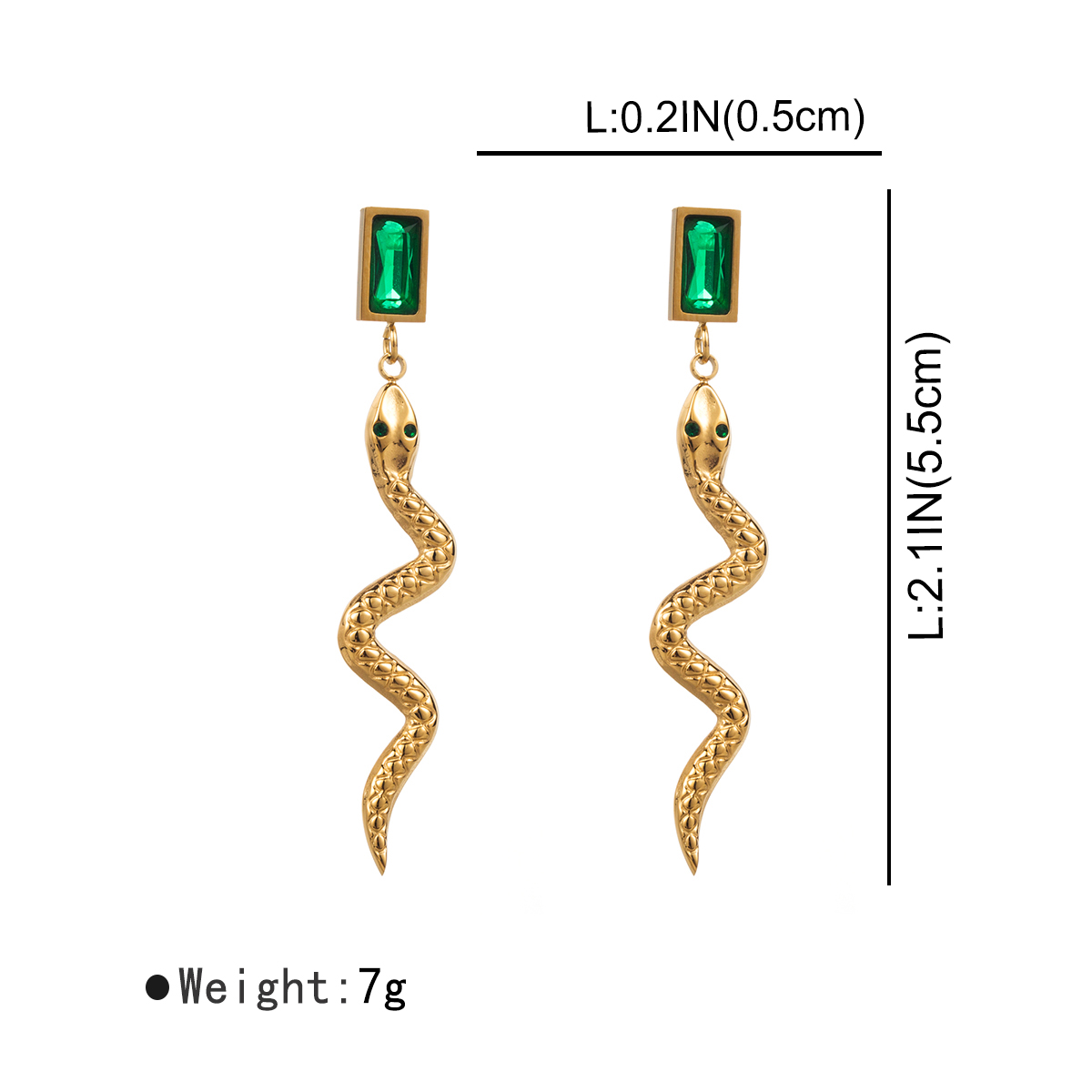 1 Pair Simple Style Snake Plating Inlay Stainless Steel Zircon Drop Earrings display picture 2