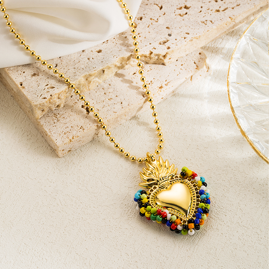 Elegant Vintage Style Simple Style Heart Shape Copper 18k Gold Plated Pendant Necklace In Bulk display picture 6