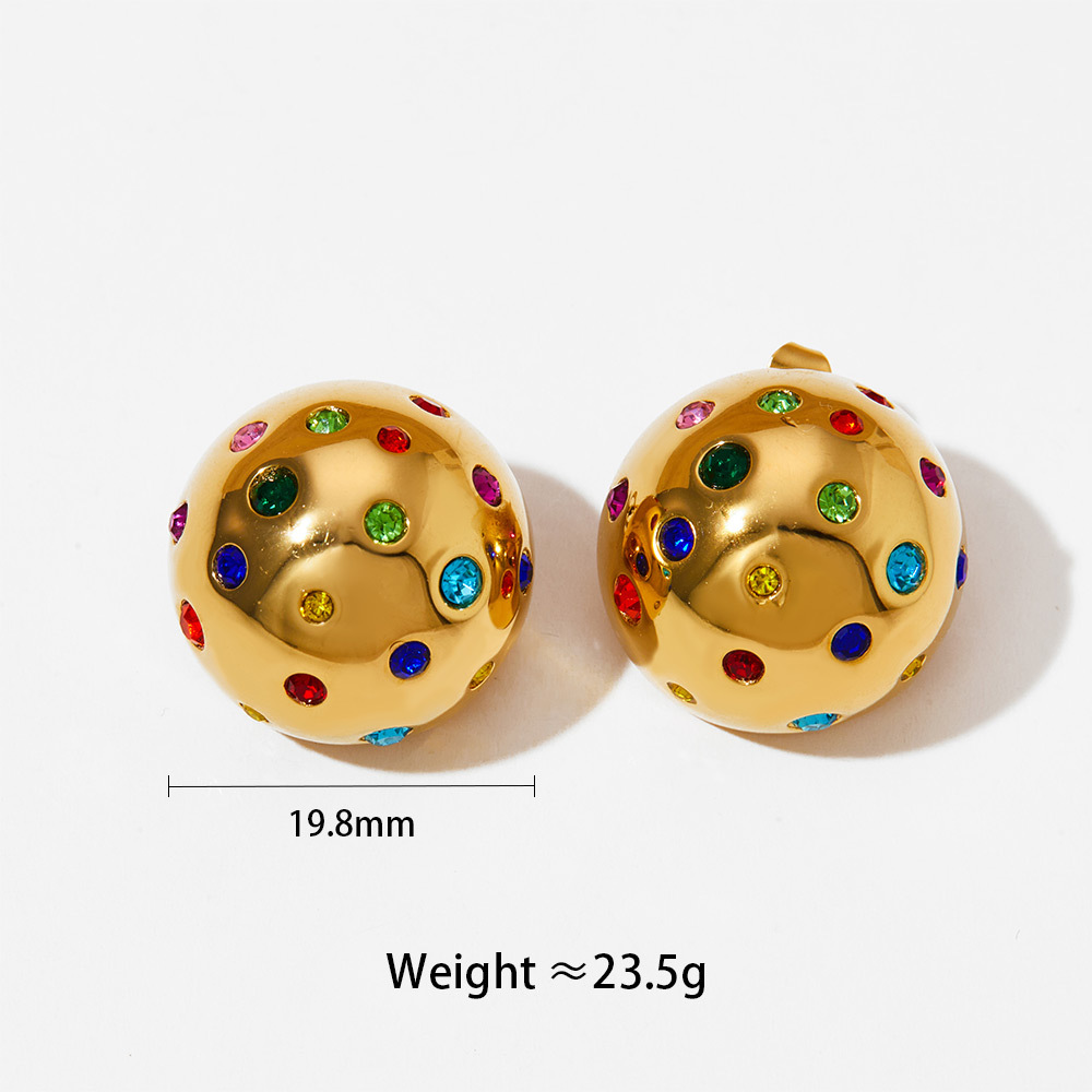 1 Pair Simple Style Classic Style Geometric Plating Inlay 304 Stainless Steel Zircon 16K Gold Plated White Gold Plated Gold Plated Ear Studs display picture 4