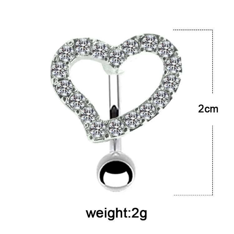 Elegant Hawaiian Tropical Coconut Heart Shape Bow Knot Stainless Steel Alloy Copper Plating Inlay Rhinestones White Gold Plated Gold Plated Belly Ring display picture 7