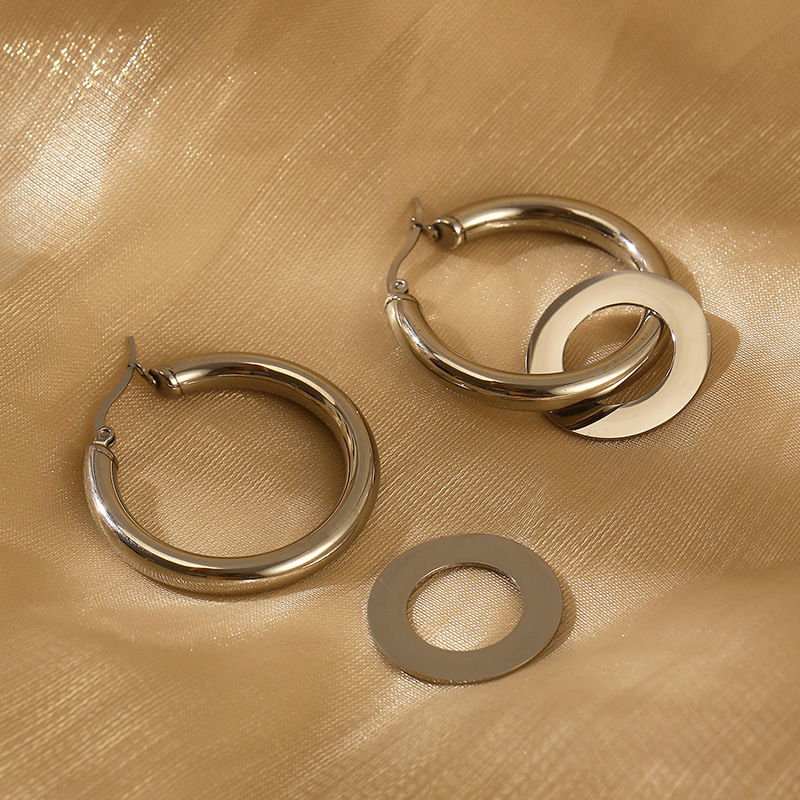 1 Pair Vintage Style Geometric Solid Color Plating Titanium Steel Drop Earrings display picture 3