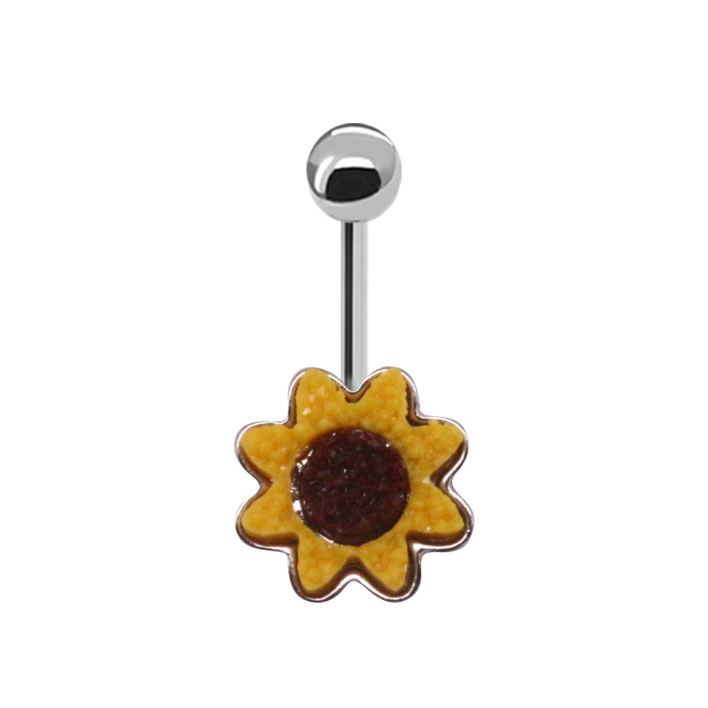 Tropisch Herzform Blumen Rostfreier Stahl Kupfer Überzug Inlay Zirkon Weißgold Plattiert Vergoldet Bauchnabelpiercing display picture 8