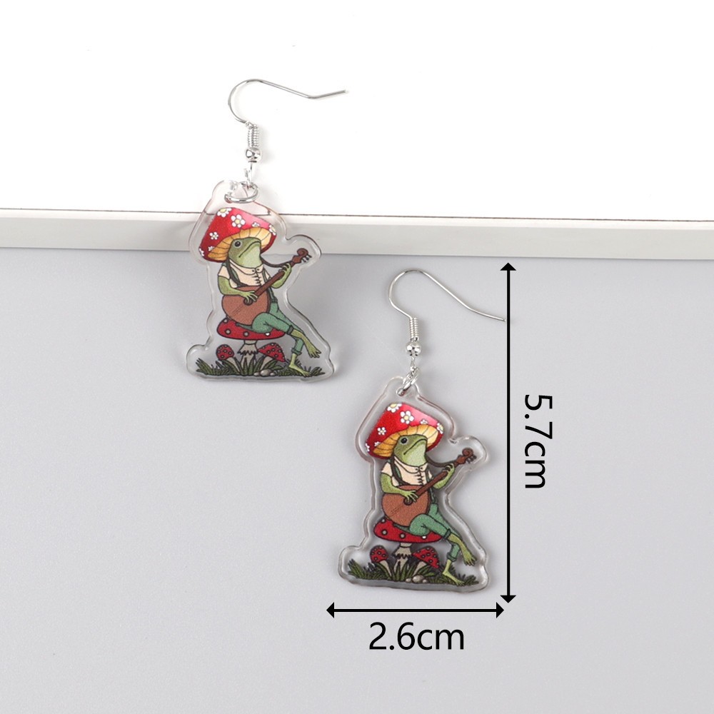 1 Pair Classic Style Mushroom Printing Arylic Drop Earrings display picture 5