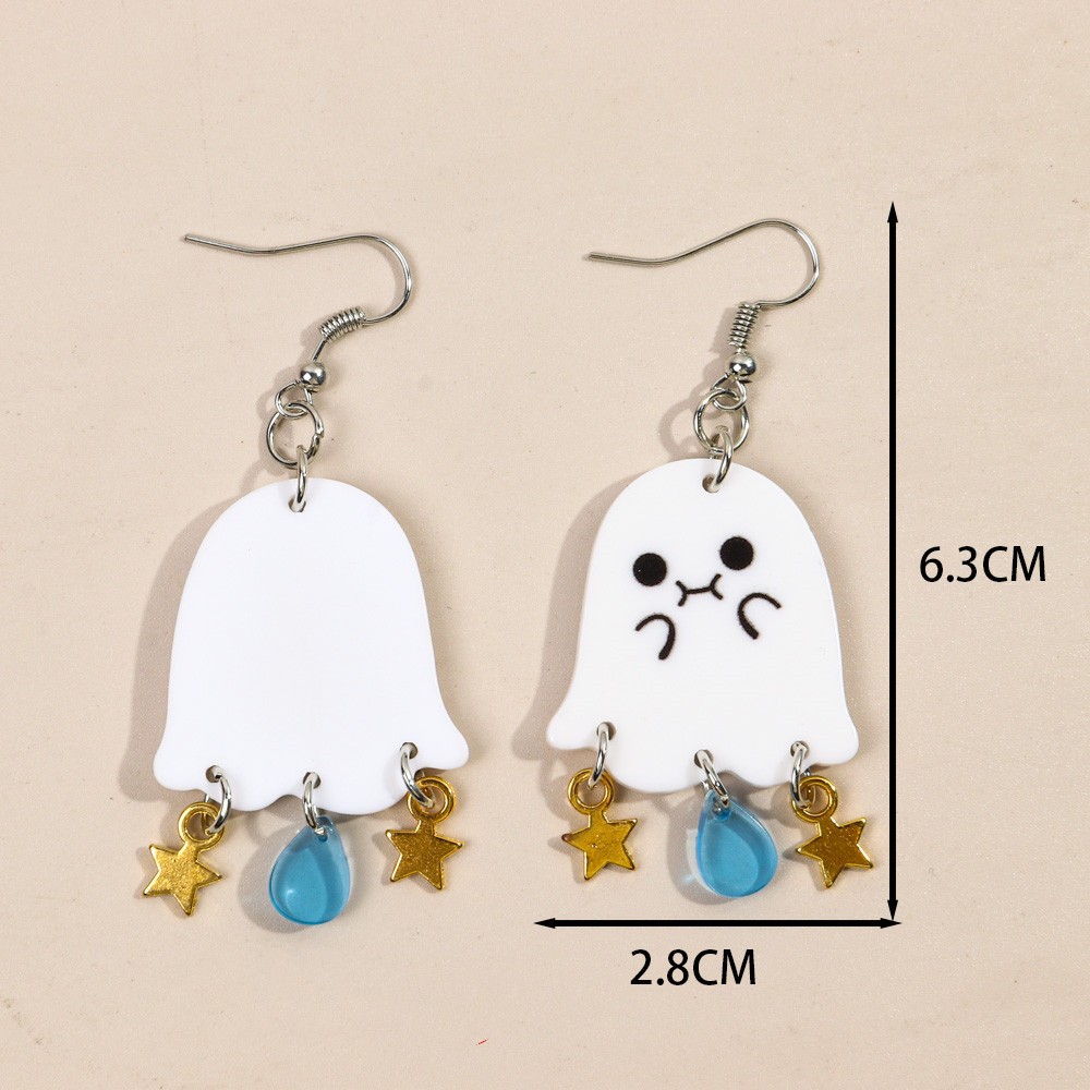 1 Pair Simple Style Star Patchwork Arylic Drop Earrings display picture 5