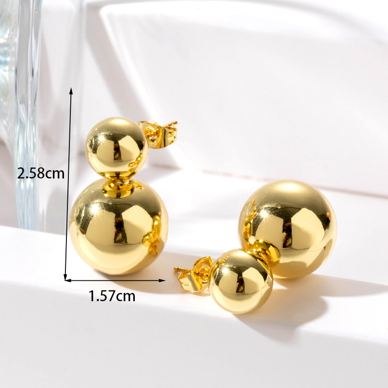 1 Pair Nordic Style French Style Simple Style Round Water Droplets Copper Drop Earrings display picture 4