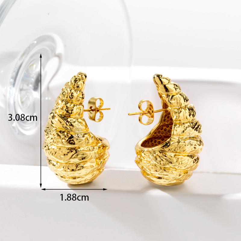 1 Pair Casual Simple Style Streetwear Water Droplets Copper Ear Studs display picture 9