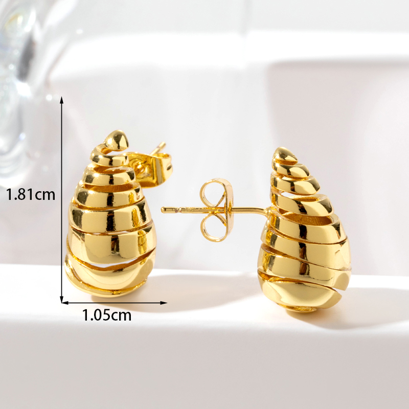 1 Pair Casual Simple Style Streetwear Water Droplets Copper Ear Studs display picture 6