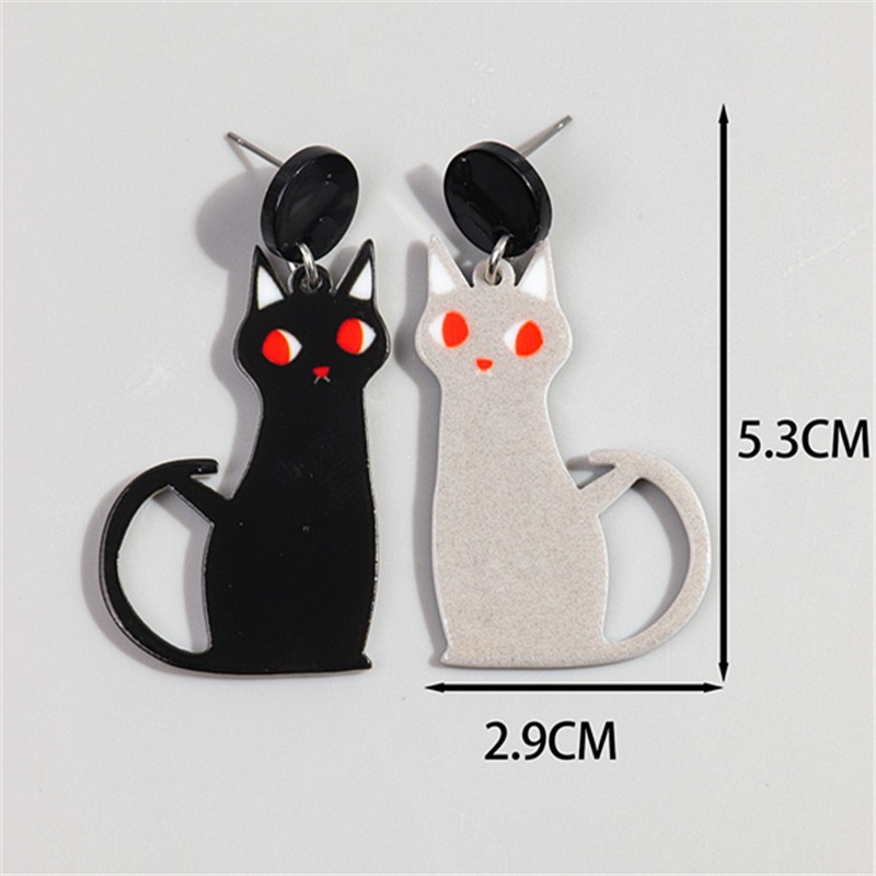 1 Pair Simple Style Cat Printing Arylic Drop Earrings display picture 4