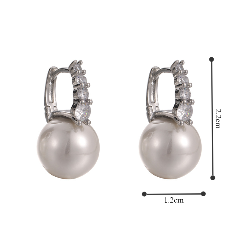 1 Paire Rétro Dame Géométrique Perle D'imitation Le Cuivre Or Blanc Plaqué Des Boucles D'oreilles display picture 1