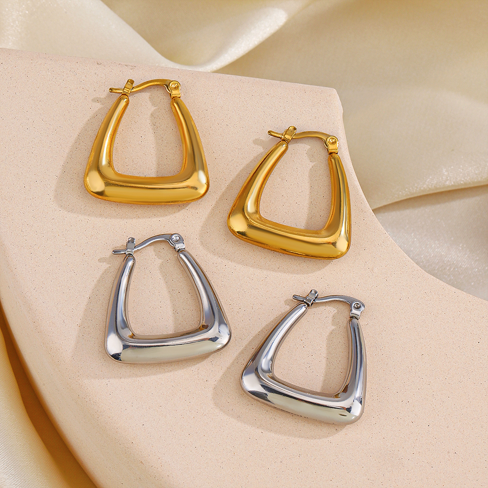 1 Pair Simple Style Square Plating 304 Stainless Steel 18K Gold Plated Hoop Earrings display picture 1