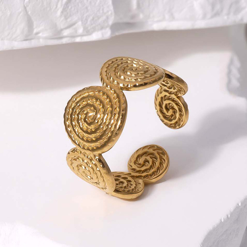 304 Stainless Steel 18K Gold Plated Vintage Style Plating Geometric Solid Color Open Rings display picture 1