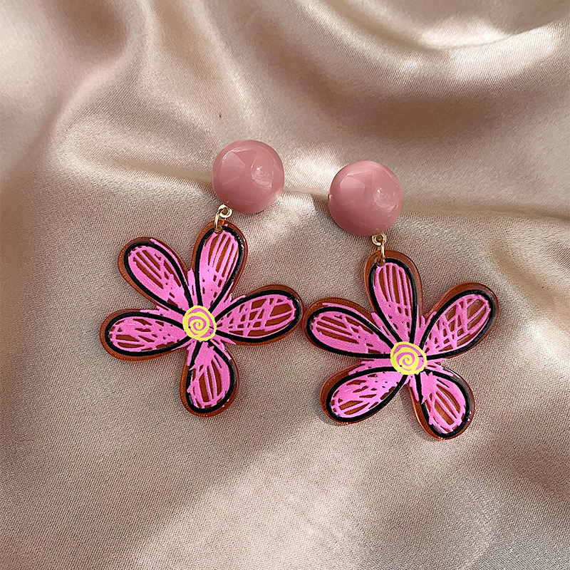 1 Pair Vacation Sweet Flower Resin Drop Earrings display picture 7