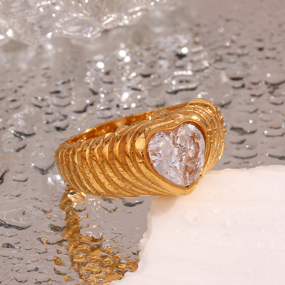 Simple Style Classic Style Solid Color Stainless Steel Plating Inlay Zircon 18k Gold Plated Rings display picture 12
