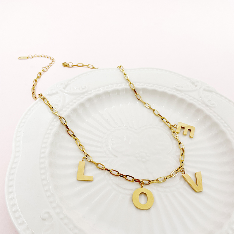 Edelstahl 304 14 Karat Vergoldet Einfacher Stil Überzug Brief Halskette Mit Anhänger display picture 1