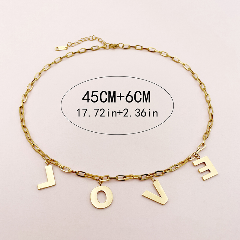 304 Stainless Steel 14K Gold Plated Simple Style Plating Letter Pendant Necklace display picture 3