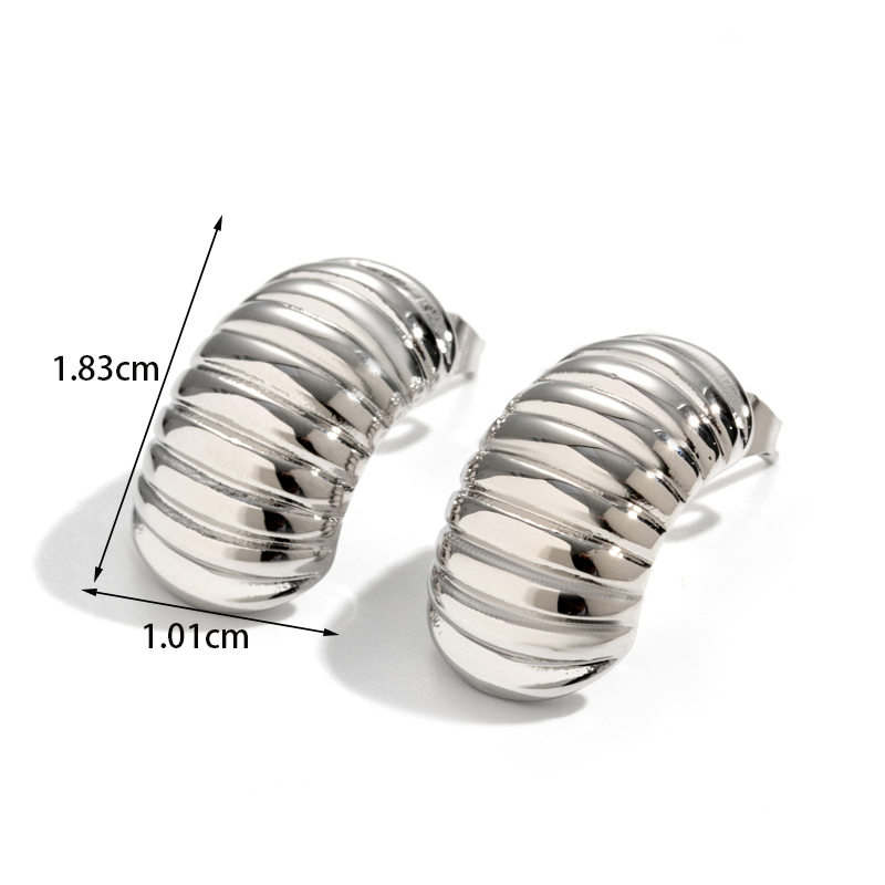 1 Paire Style Simple Bande En Spirale Coquille Acier Inoxydable Boucles D'oreilles display picture 1