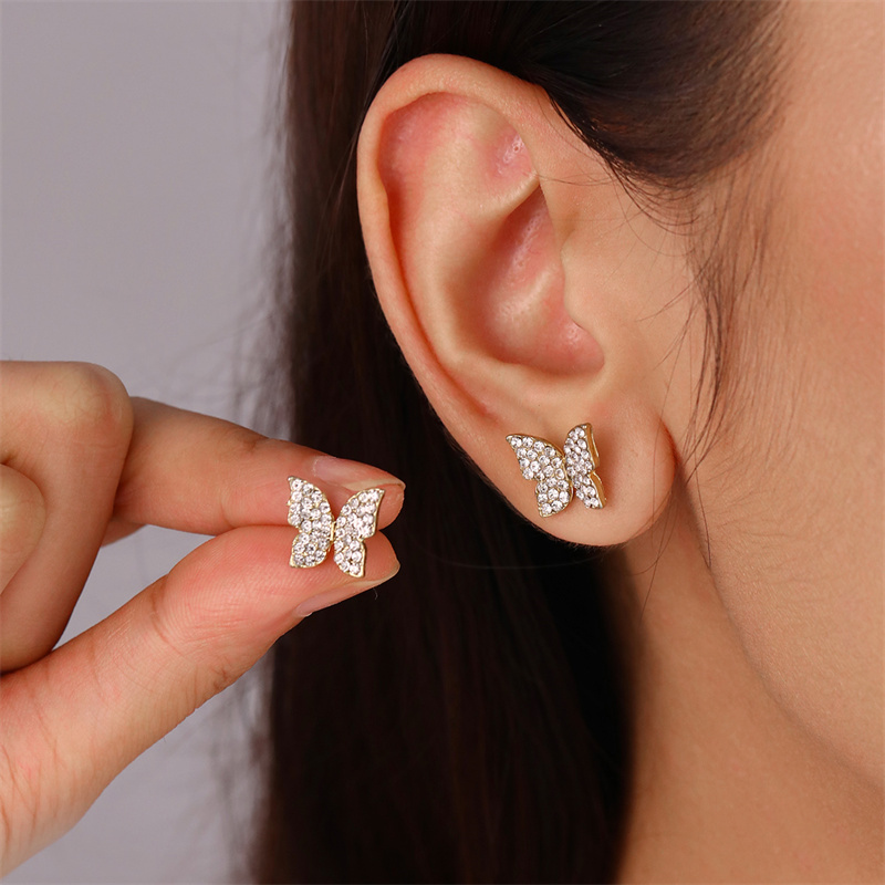 1 Pair Cute Sweet Heart Shape Butterfly Beaded Hollow Out Alloy Ear Studs display picture 49