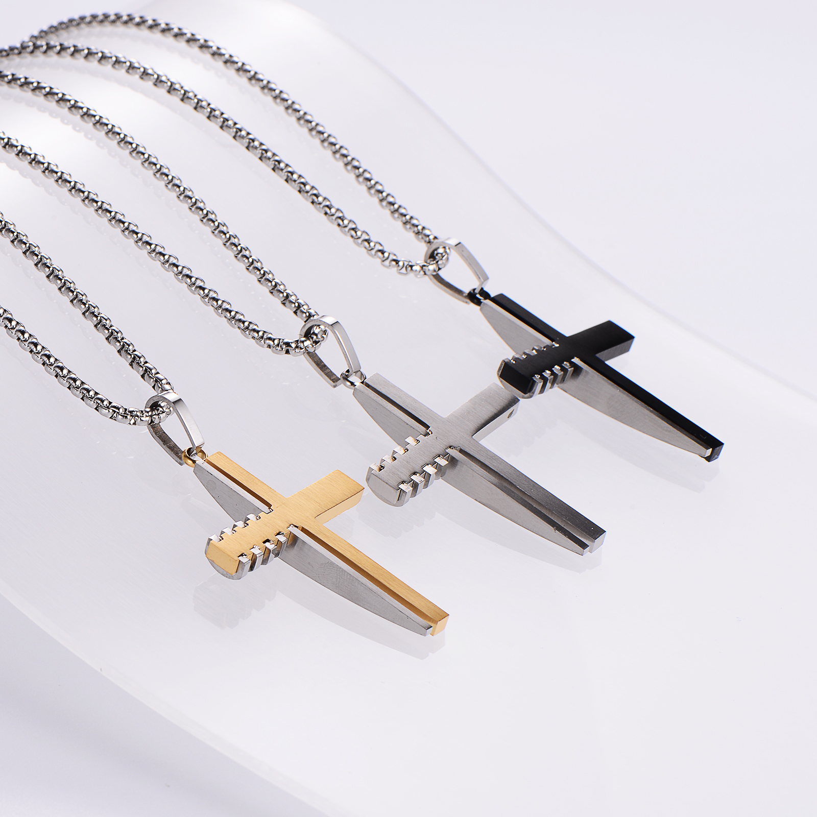Streetwear Cross Stainless Steel Unisex Pendant Necklace display picture 5