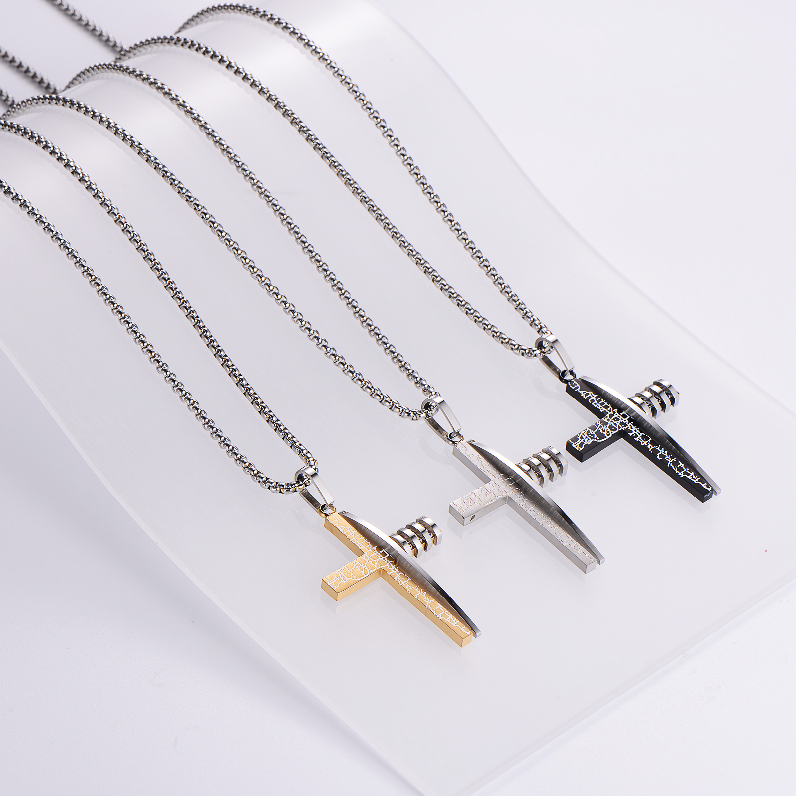 Streetwear Cross Stainless Steel Unisex Pendant Necklace display picture 4