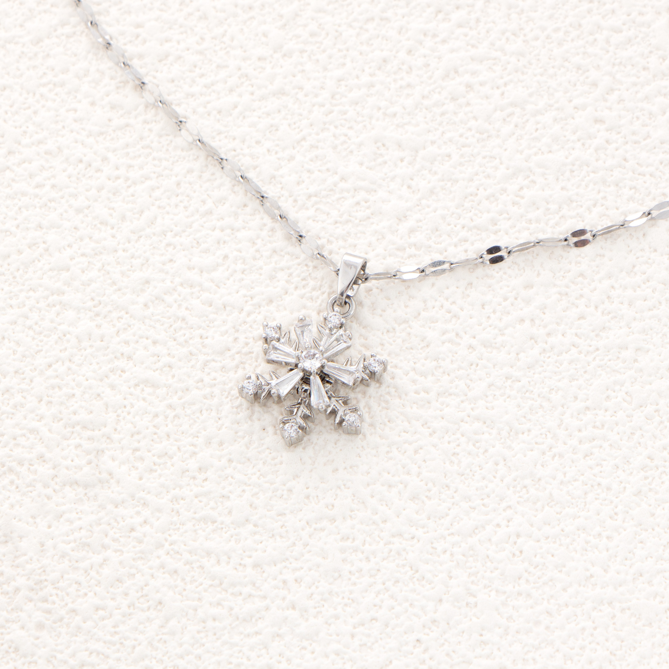 Simple Style Snowflake Stainless Steel Plating Inlay Zircon Pendant Necklace display picture 4