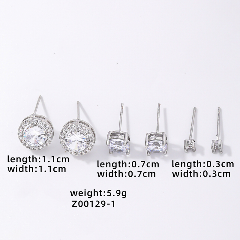 Simple Style Round Copper Plating Inlay Zircon White Gold Plated Ear Studs display picture 1