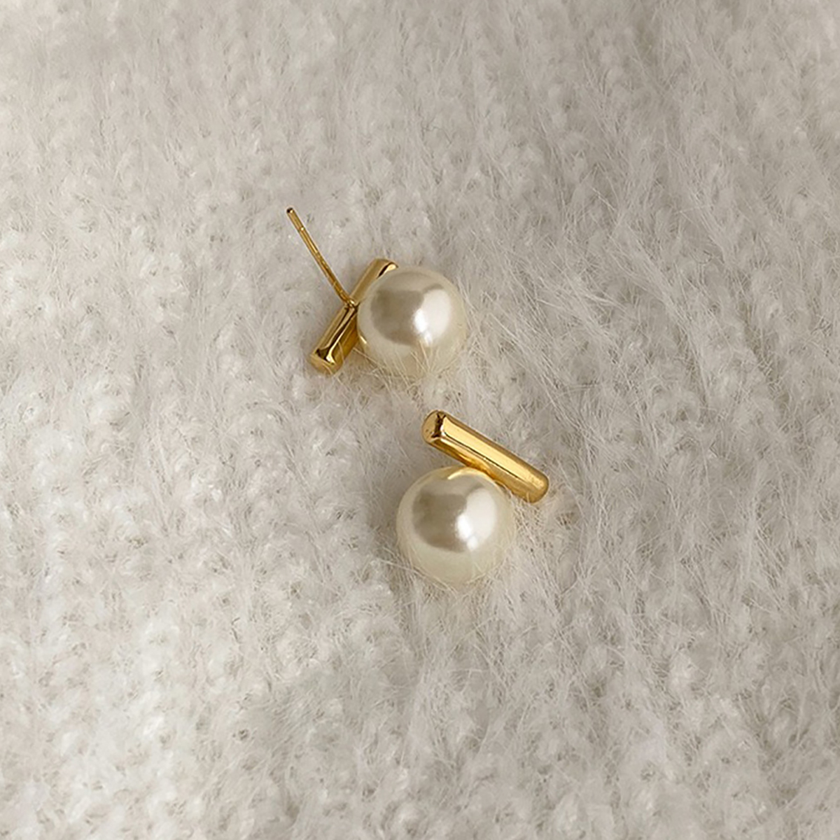 1 Pair Sweet Shiny Pearl Plating Sterling Silver Silver Plated Ear Studs display picture 2