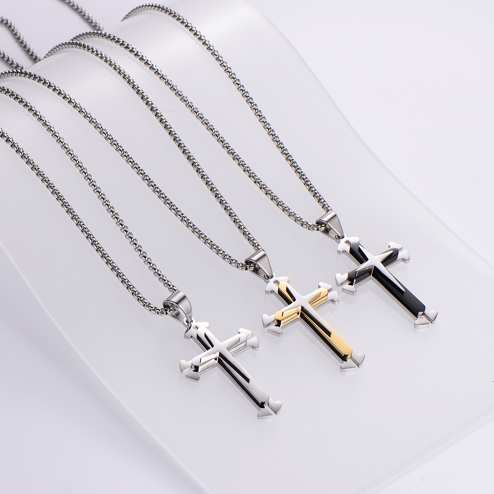 Hip-hop Streetwear Cross Stainless Steel Unisex Pendant Necklace display picture 2
