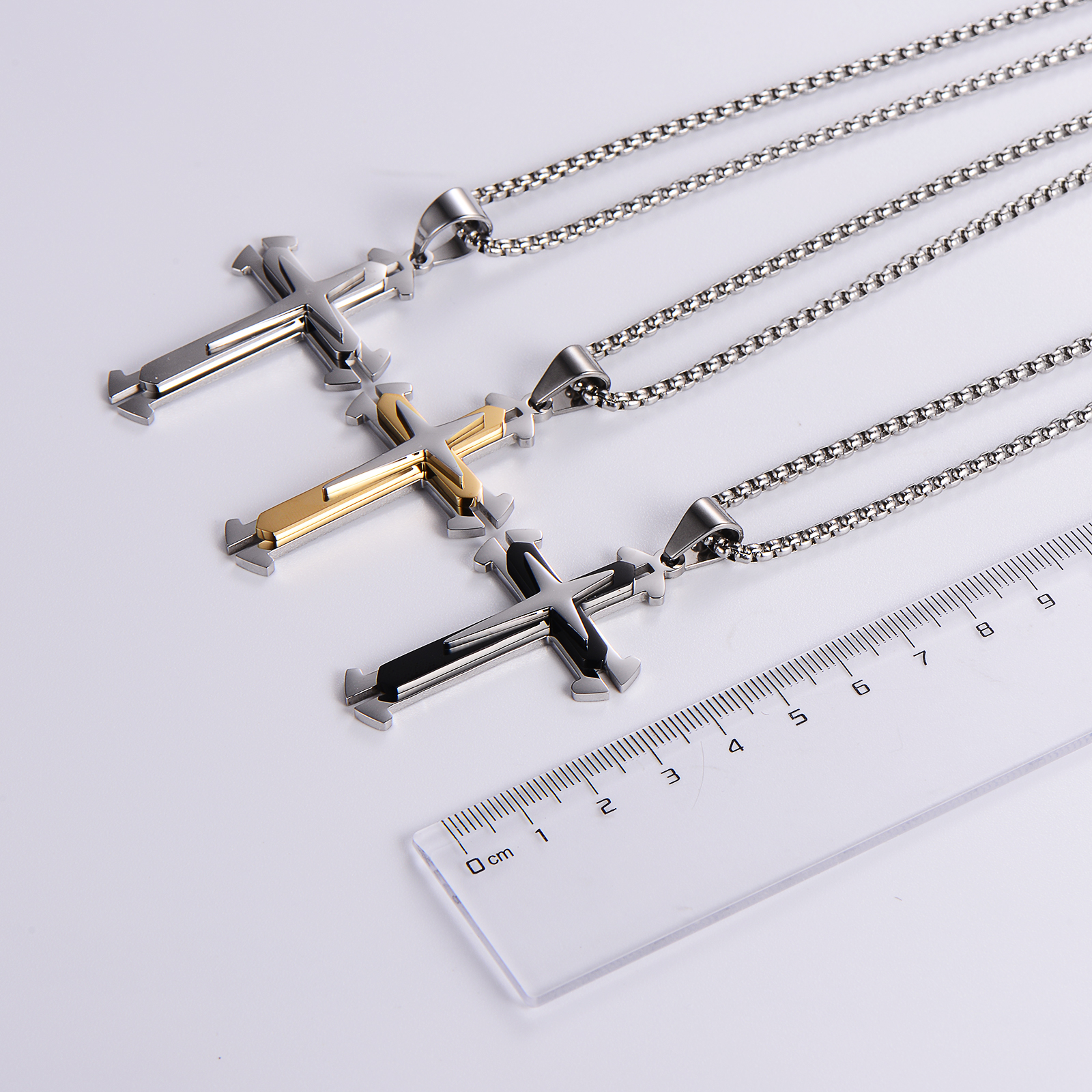 Hip-hop Streetwear Cross Stainless Steel Unisex Pendant Necklace display picture 3