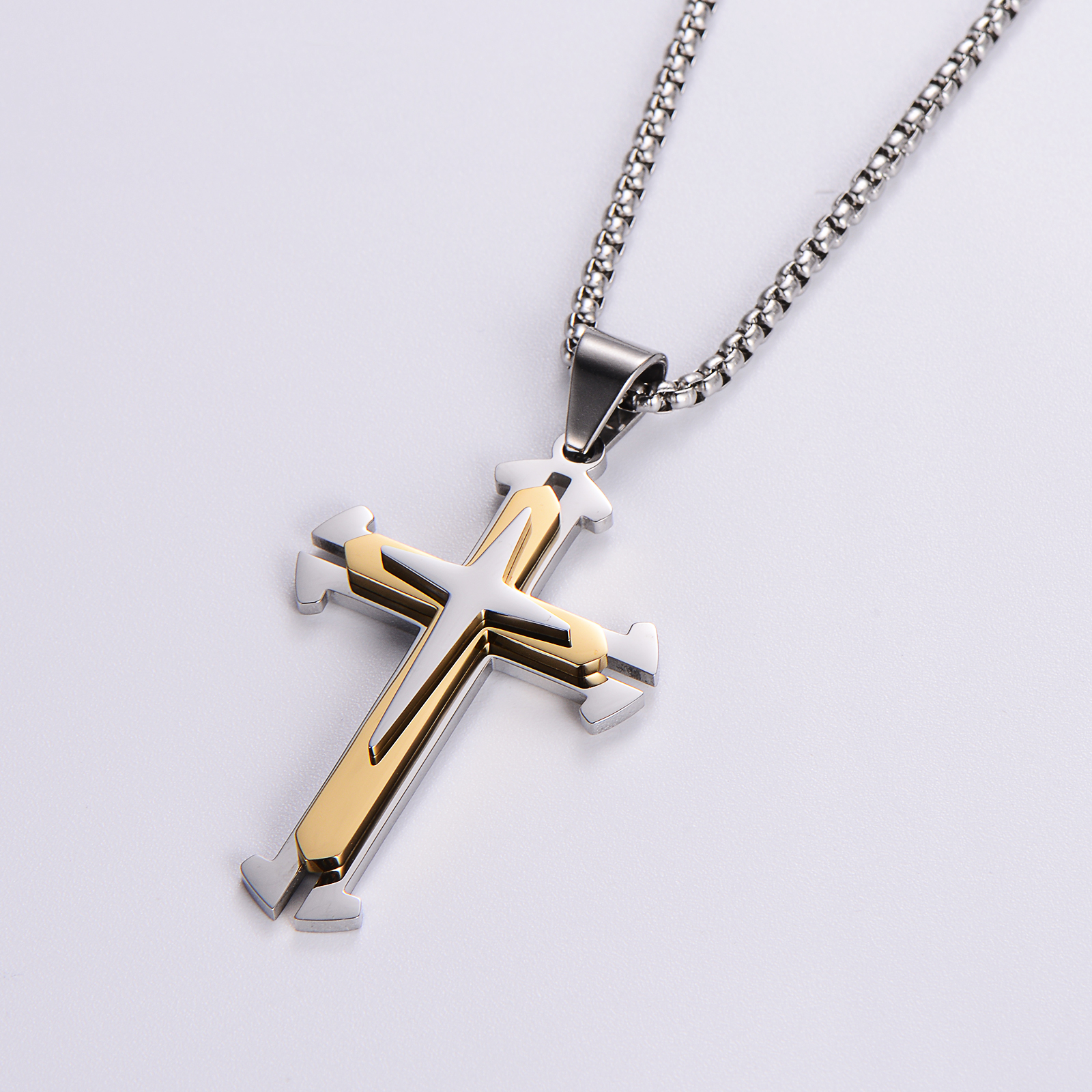 Hip-hop Streetwear Cross Stainless Steel Unisex Pendant Necklace display picture 5