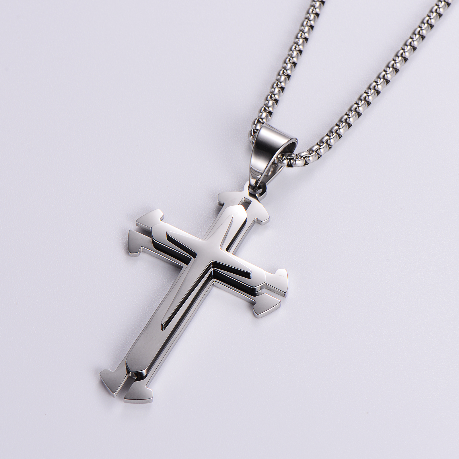 Hip-hop Streetwear Cross Stainless Steel Unisex Pendant Necklace display picture 6