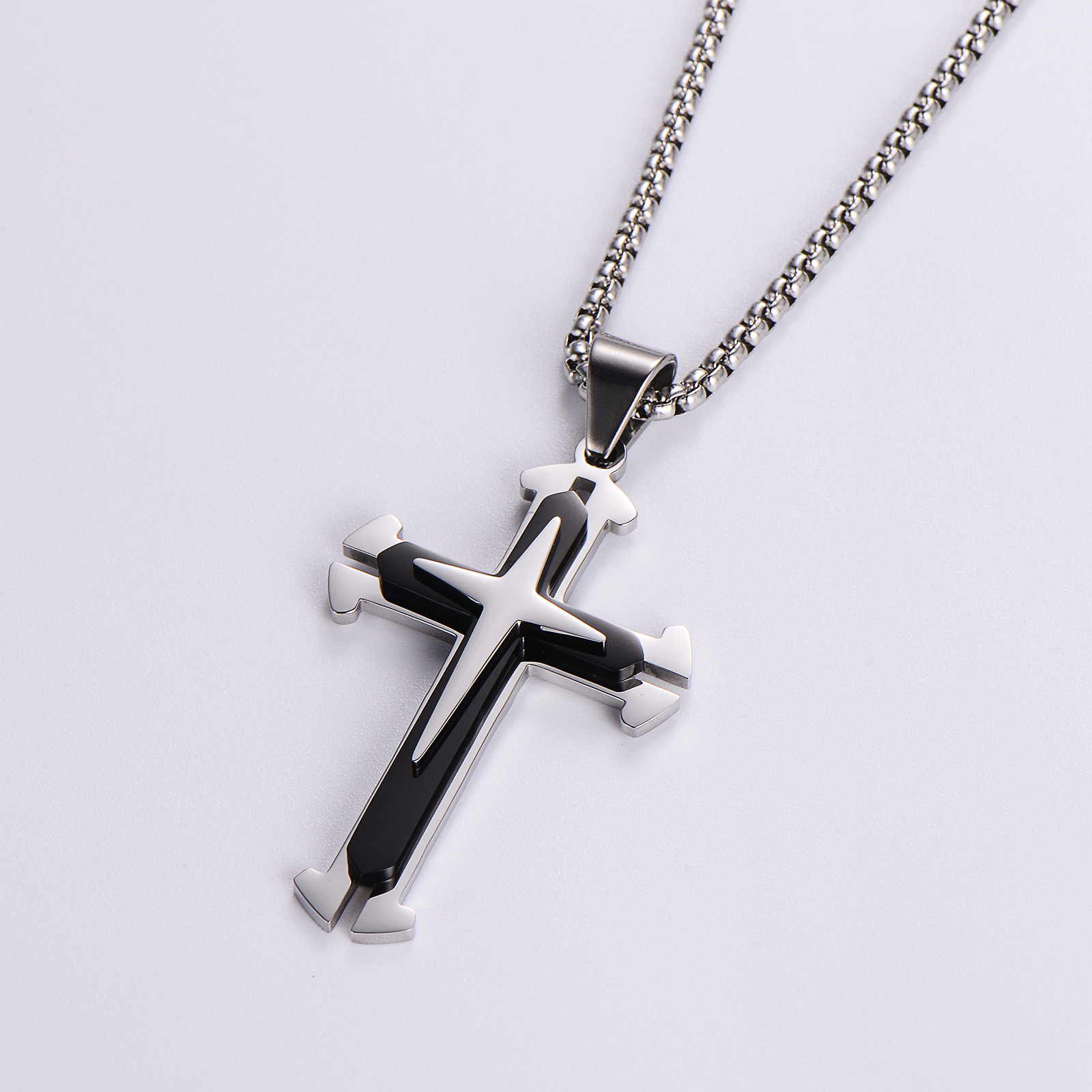 Hip-hop Streetwear Cross Stainless Steel Unisex Pendant Necklace display picture 7