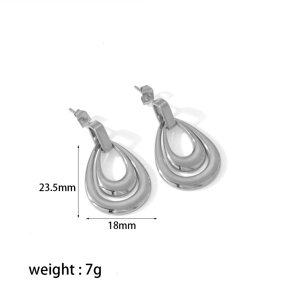 304 Stainless Steel Vintage Style Polishing Plating Water Droplets Jewelry Set display picture 5