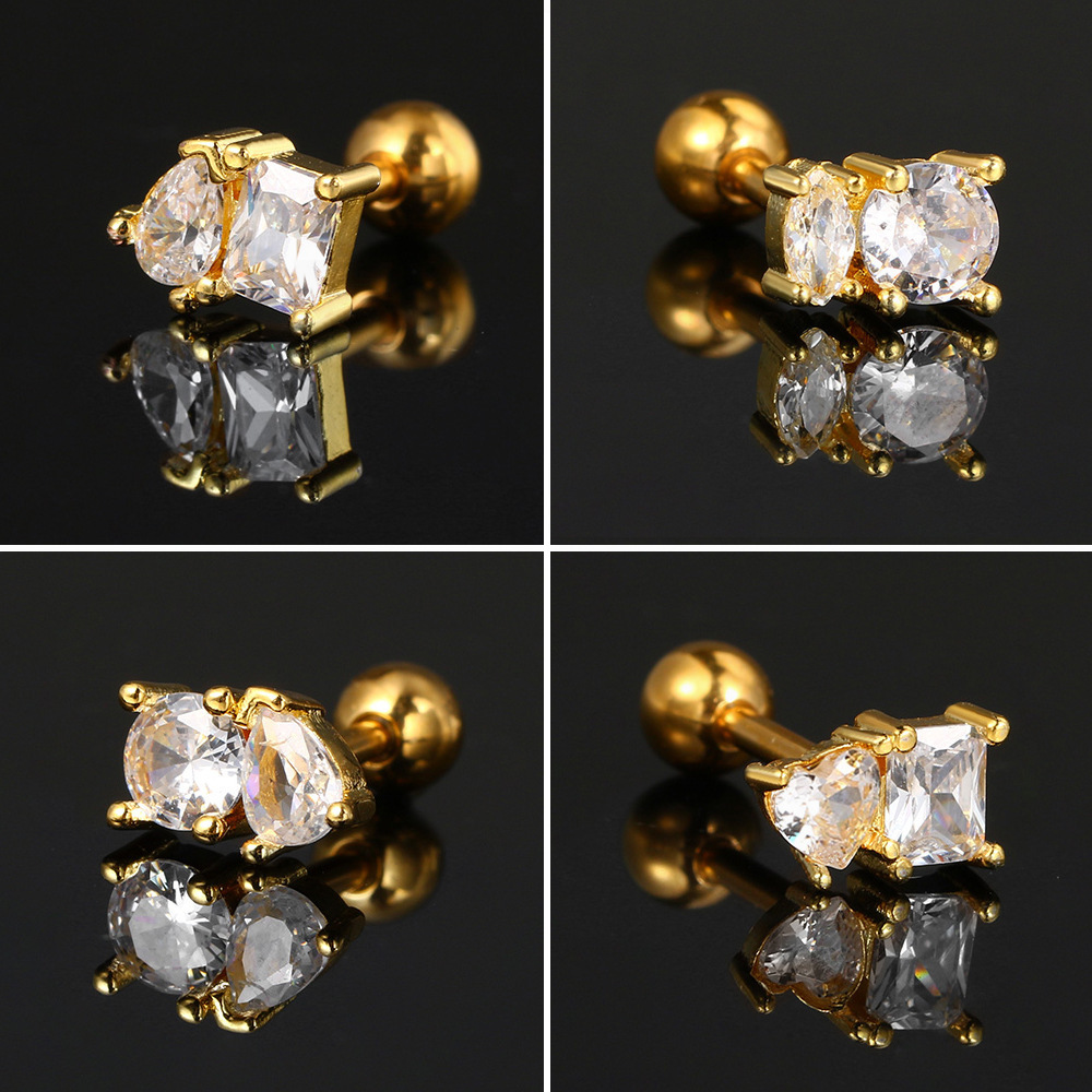 1 Piece Nose Rings & Studs Simple Style Classic Style Geometric Copper Inlay Zircon Nose Rings & Studs display picture 4