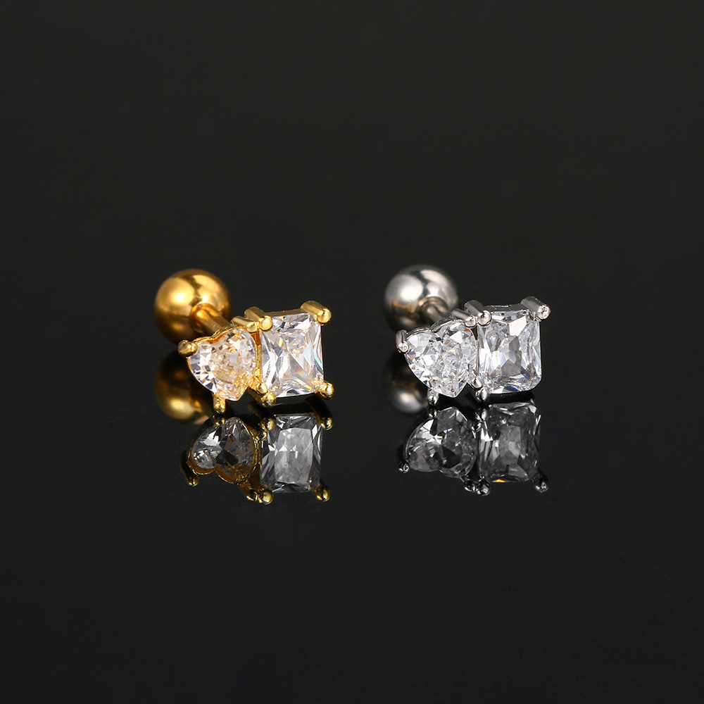 1 Piece Nose Rings & Studs Simple Style Classic Style Geometric Copper Inlay Zircon Nose Rings & Studs display picture 13