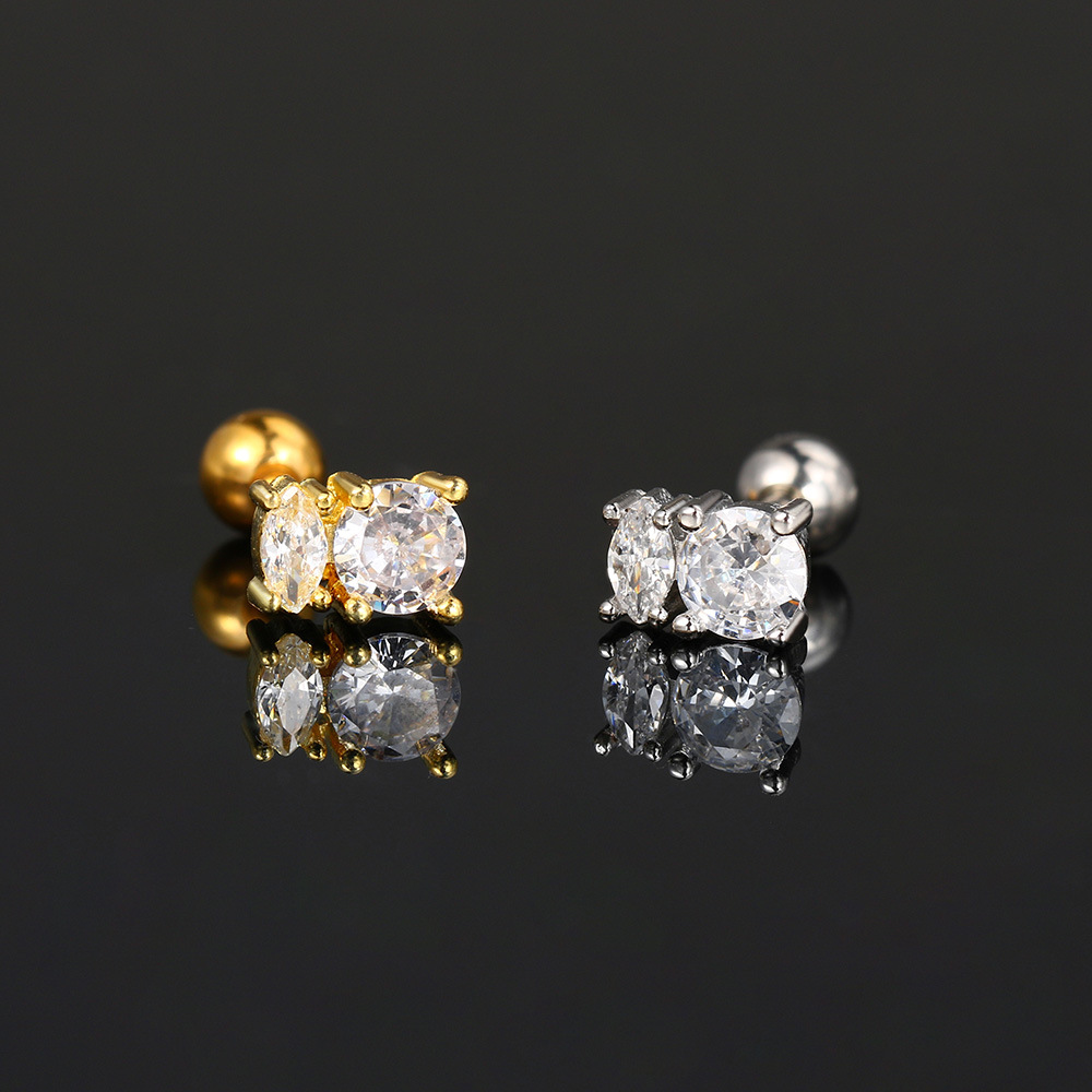 1 Piece Nose Rings & Studs Simple Style Classic Style Geometric Copper Inlay Zircon Nose Rings & Studs display picture 10