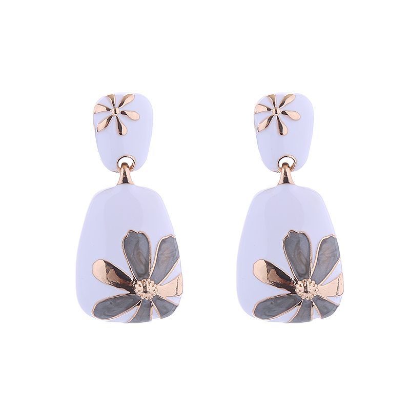 1 Pair Simple Style Flower Enamel Alloy Drop Earrings display picture 5