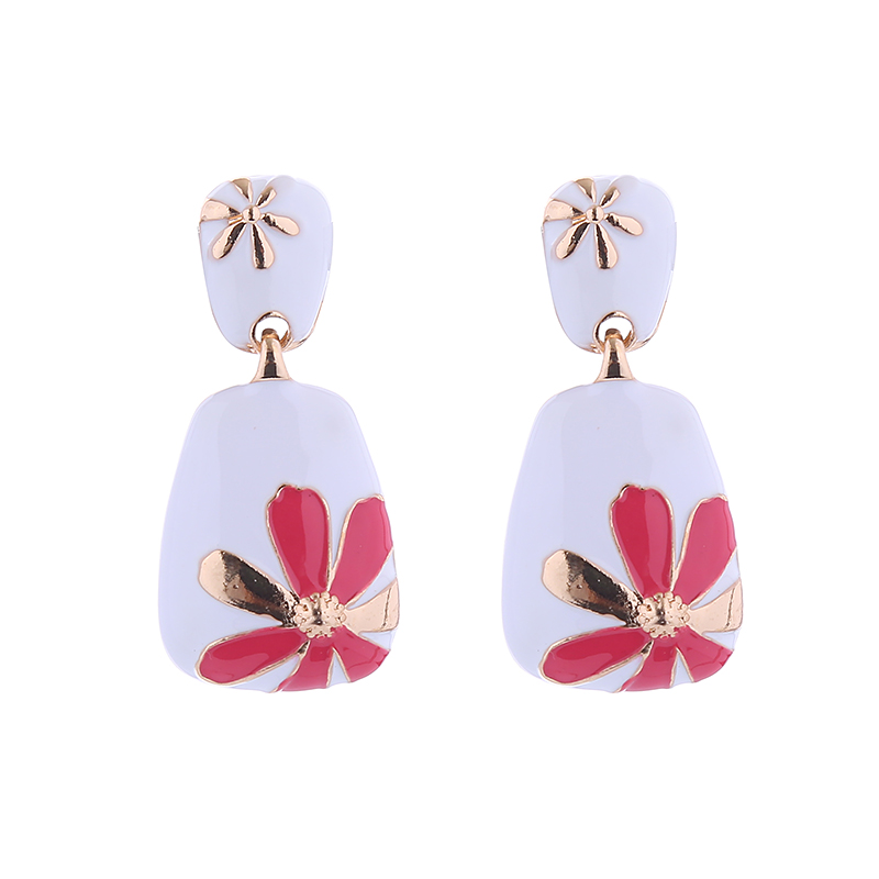 1 Pair Simple Style Flower Enamel Alloy Drop Earrings display picture 8