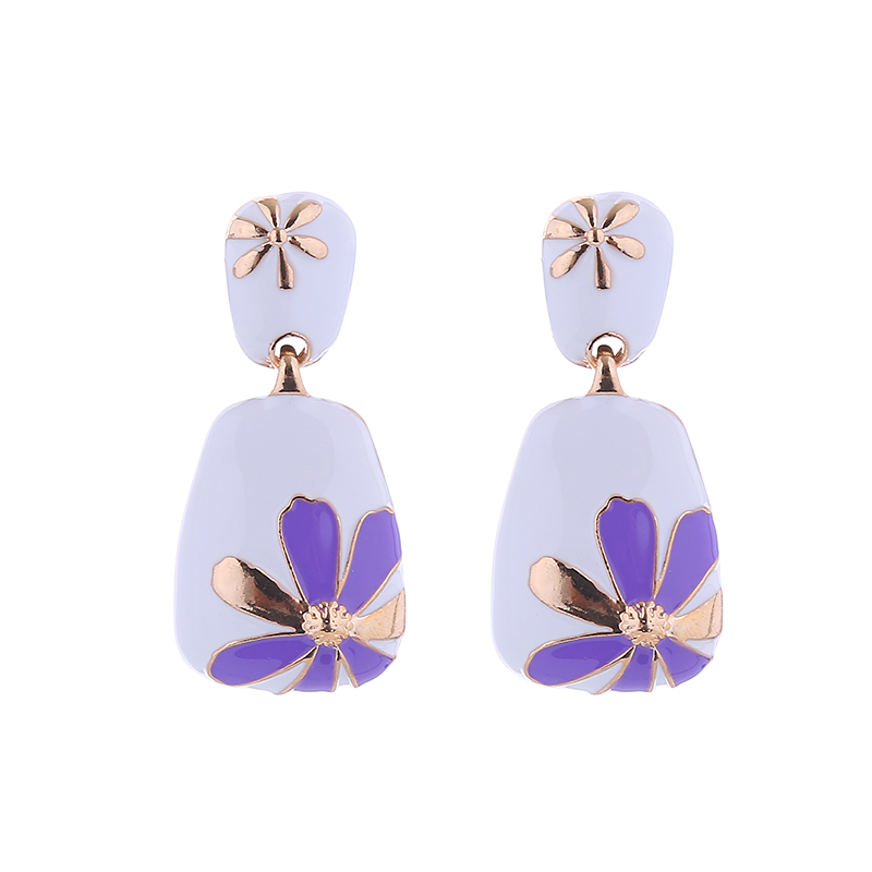 1 Pair Simple Style Flower Enamel Alloy Drop Earrings display picture 6
