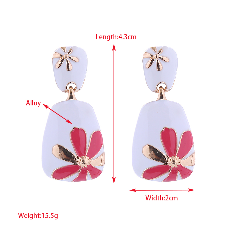 1 Pair Simple Style Flower Enamel Alloy Drop Earrings display picture 1