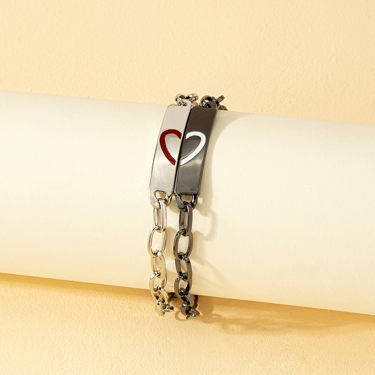 Cute Sweet Heart Shape Metal Plating Couple Bracelets display picture 3