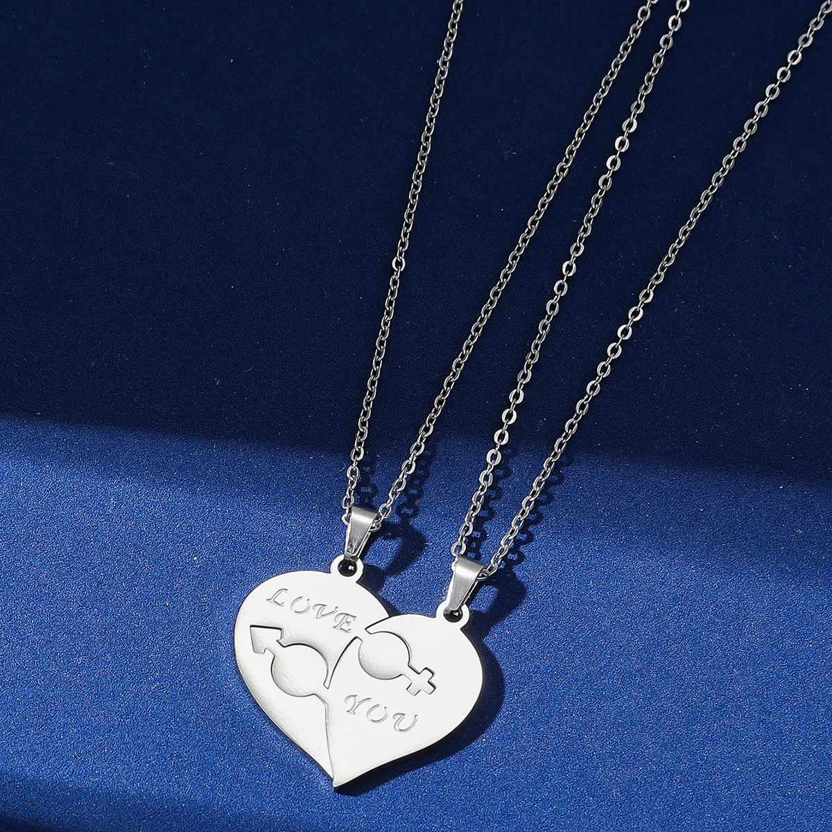 Wholesale Simple Style Heart Shape Stainless Steel Pendant Necklace display picture 4