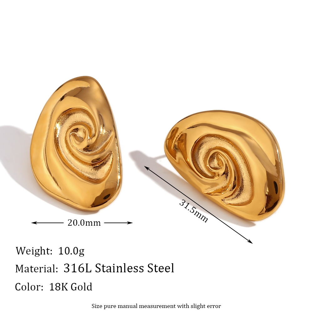 1 Pair Vintage Style Simple Style Solid Color Plating Stainless Steel 18k Gold Plated Ear Studs display picture 2