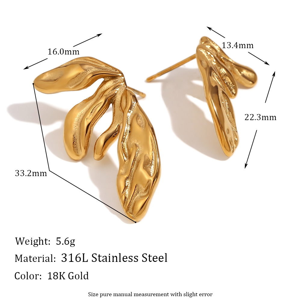 1 Pair Simple Style Classic Style Irregular Solid Color Plating Stainless Steel 18k Gold Plated Ear Studs display picture 2