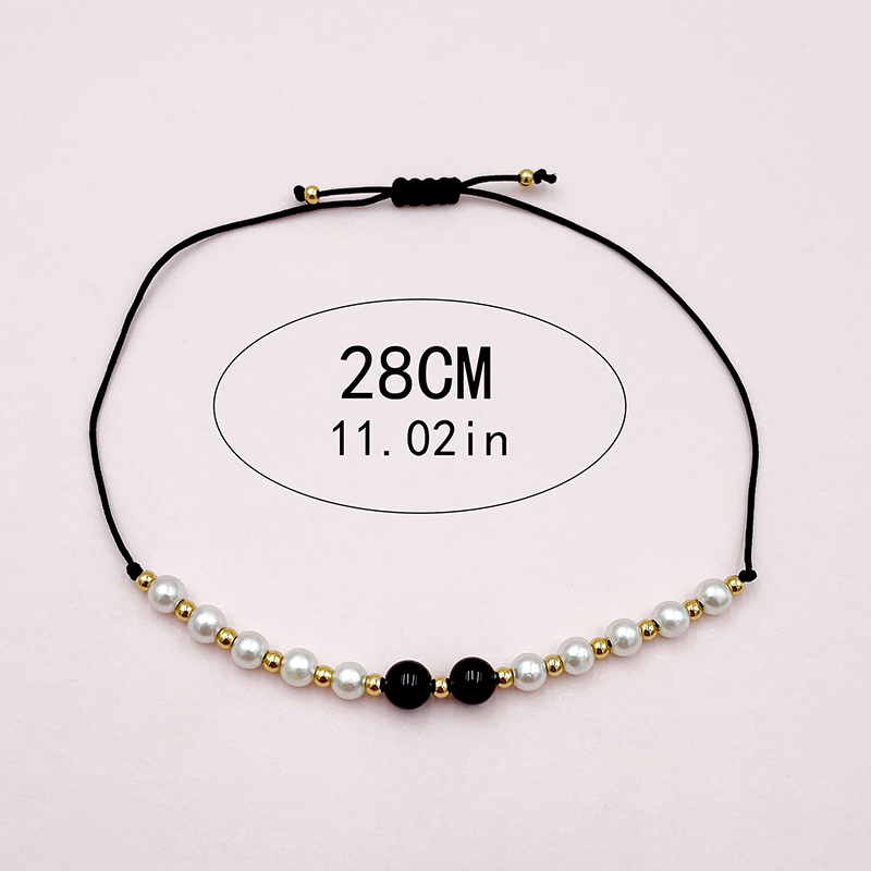 Wholesale Jewelry Simple Style Color Block Artificial Pearl Rope Haematite Beaded Wristband display picture 3