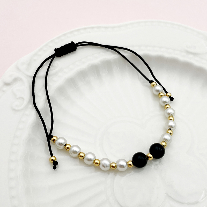Wholesale Jewelry Simple Style Color Block Artificial Pearl Rope Haematite Beaded Wristband display picture 4