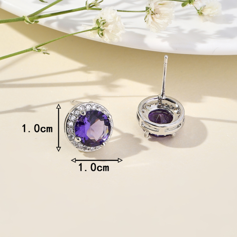 1 Pair Luxurious Sweet Shiny Round Plating Inlay Copper Zircon 18k Gold Plated Ear Studs display picture 13