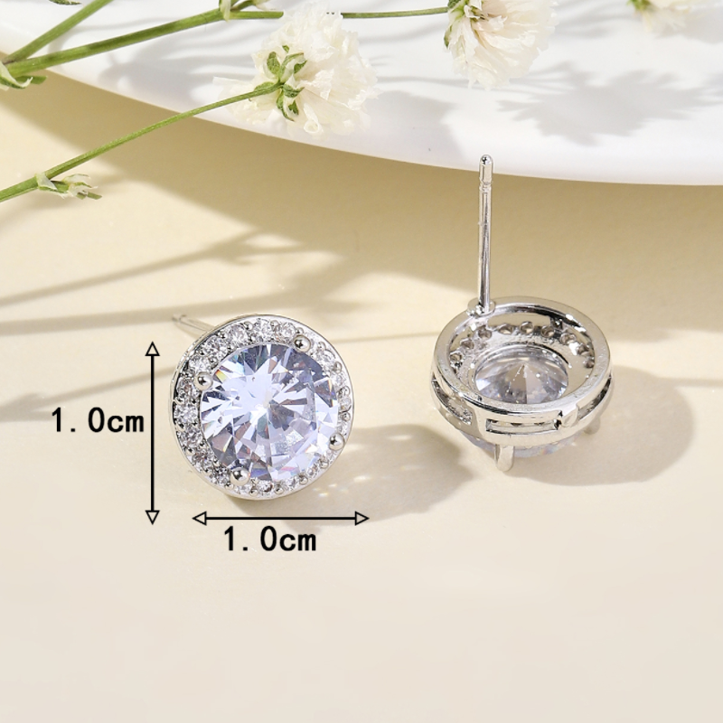 1 Pair Luxurious Sweet Shiny Round Plating Inlay Copper Zircon 18k Gold Plated Ear Studs display picture 12