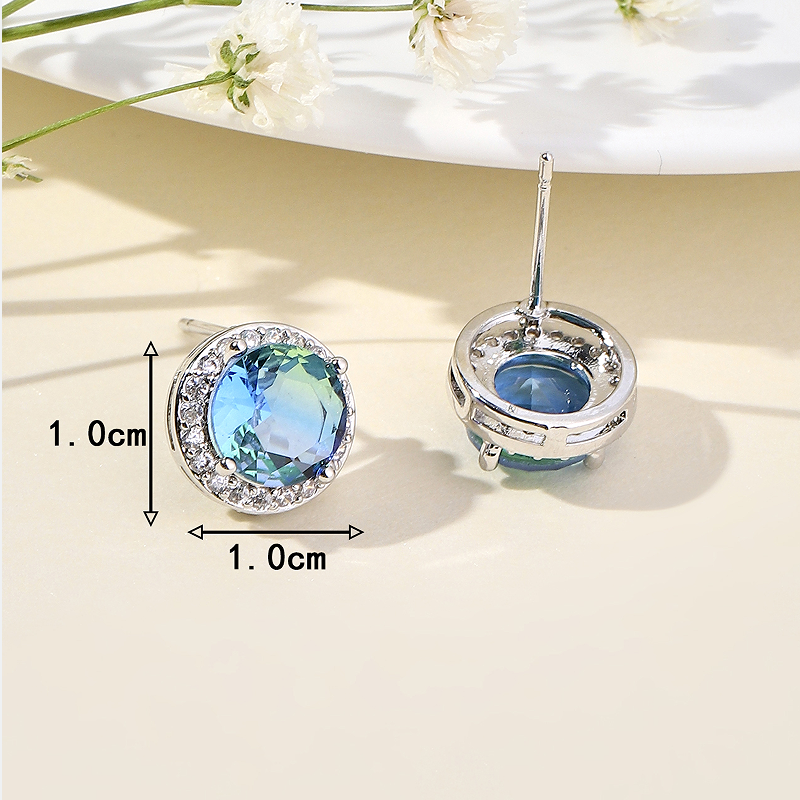1 Pair Luxurious Sweet Shiny Round Plating Inlay Copper Zircon 18k Gold Plated Ear Studs display picture 17