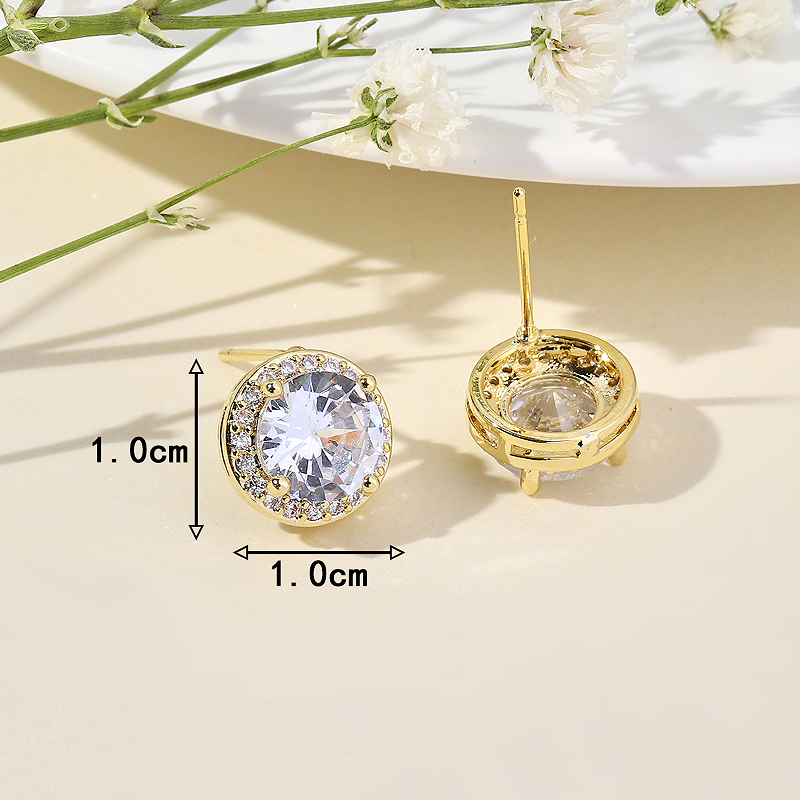 1 Pair Luxurious Sweet Shiny Round Plating Inlay Copper Zircon 18k Gold Plated Ear Studs display picture 19